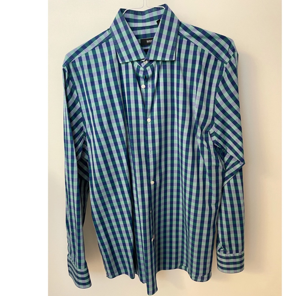 Hugo Boss Plaid Button Down Dress Shirt
